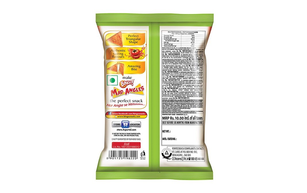 Bingo Mad Angles Tomato Madness Namkeen   Pack  40 grams
